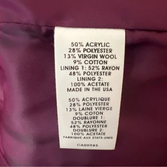 NANETTE LEPORE Tweed Blazer Jacket  Size 6 Plum Black Wool Blend Lined - Picture 8 of 12